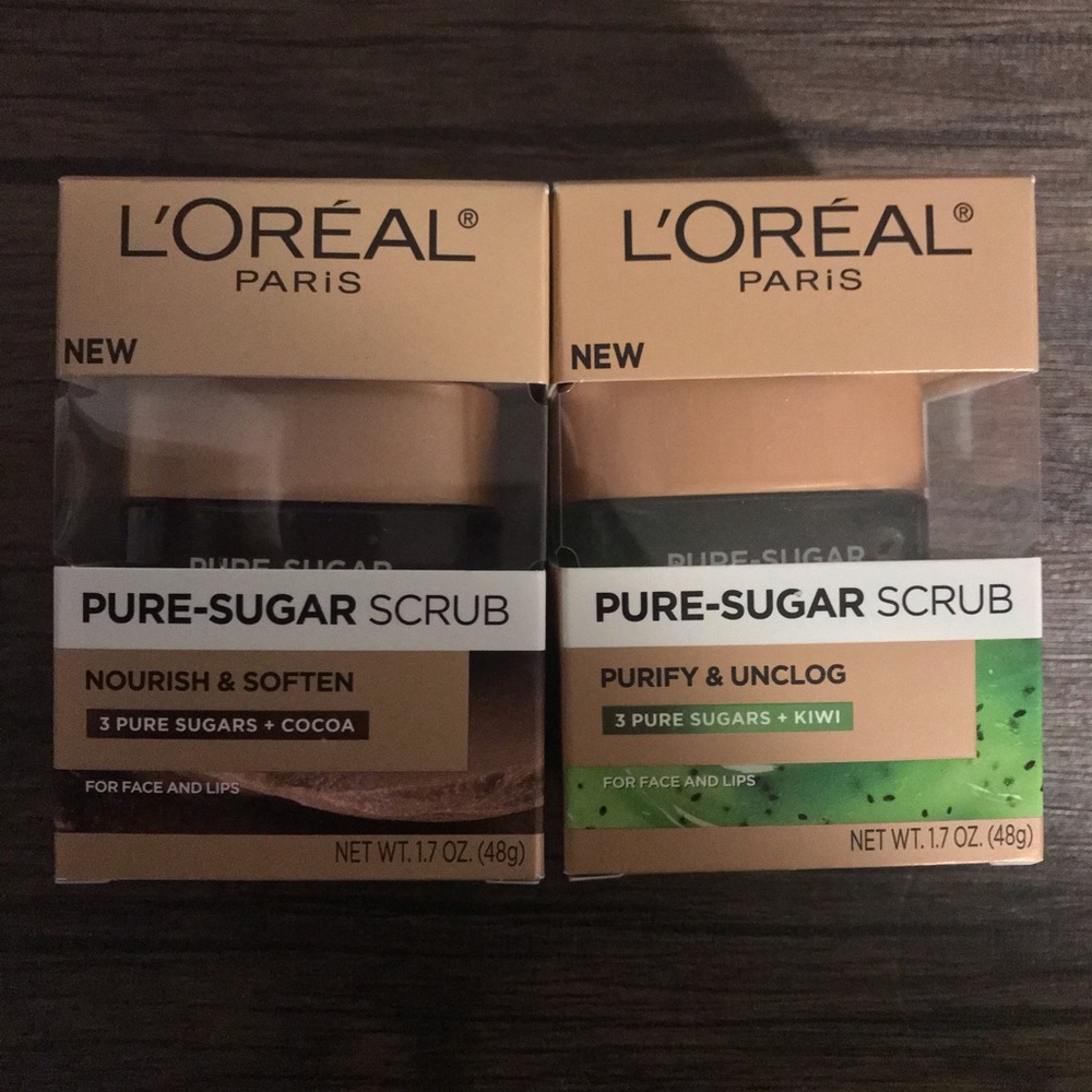 2 LOREAL PARIS PURE -SUGAR  SCRUB 1.7oz Each